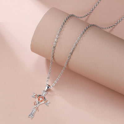 Cross Rose Jewelry Gift Necklace For Women