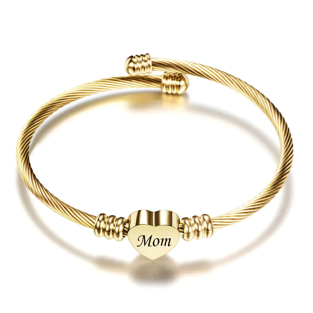 Mother’s Day Mom Letter Stainless Steel Braided Bracelet