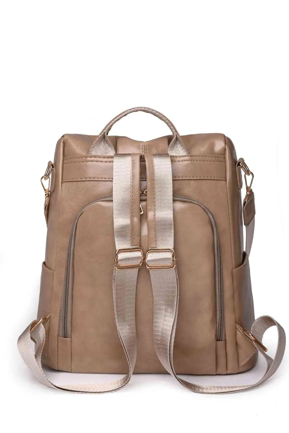 Marcy Zipper Pocket Backpack in beige with sleek design and multiple pockets for stylish urban adventures. Marcy Zipper Pocket Backpack in beige with sleek design and multiple pockets for stylish urban adventures.