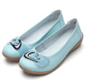 Nurse Shoes for Moms, Wedge Leather Flats with Rhinestones