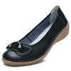 Nurse Shoes for Moms, Wedge Leather Flats with Rhinestones