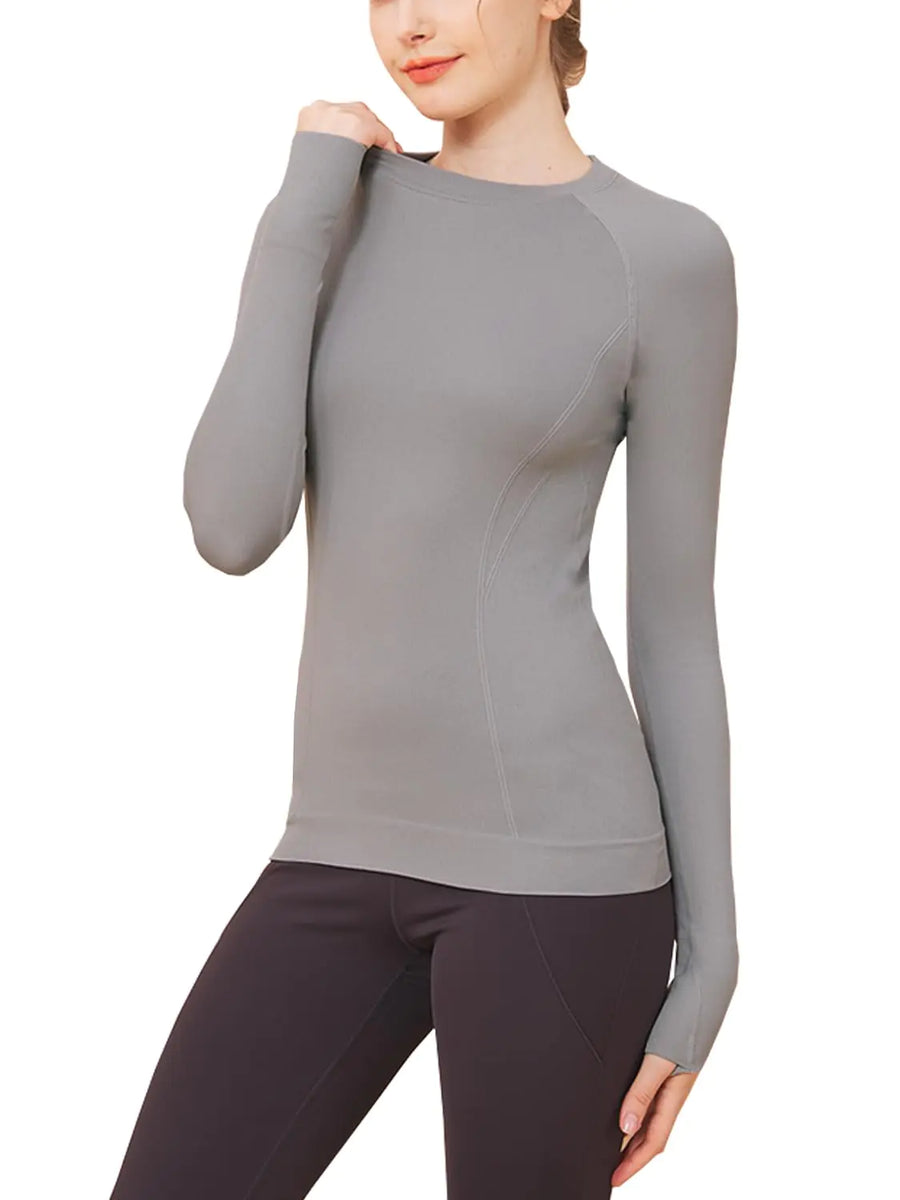 FelFory Workout Shirts for Women Long Sleeve Seamless Workout
