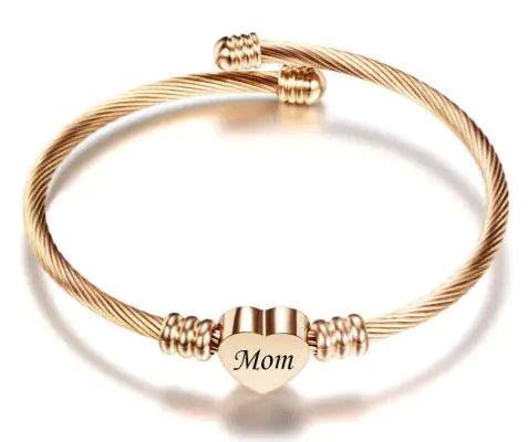 Mother’s Day Mom Letter Stainless Steel Braided Bracelet