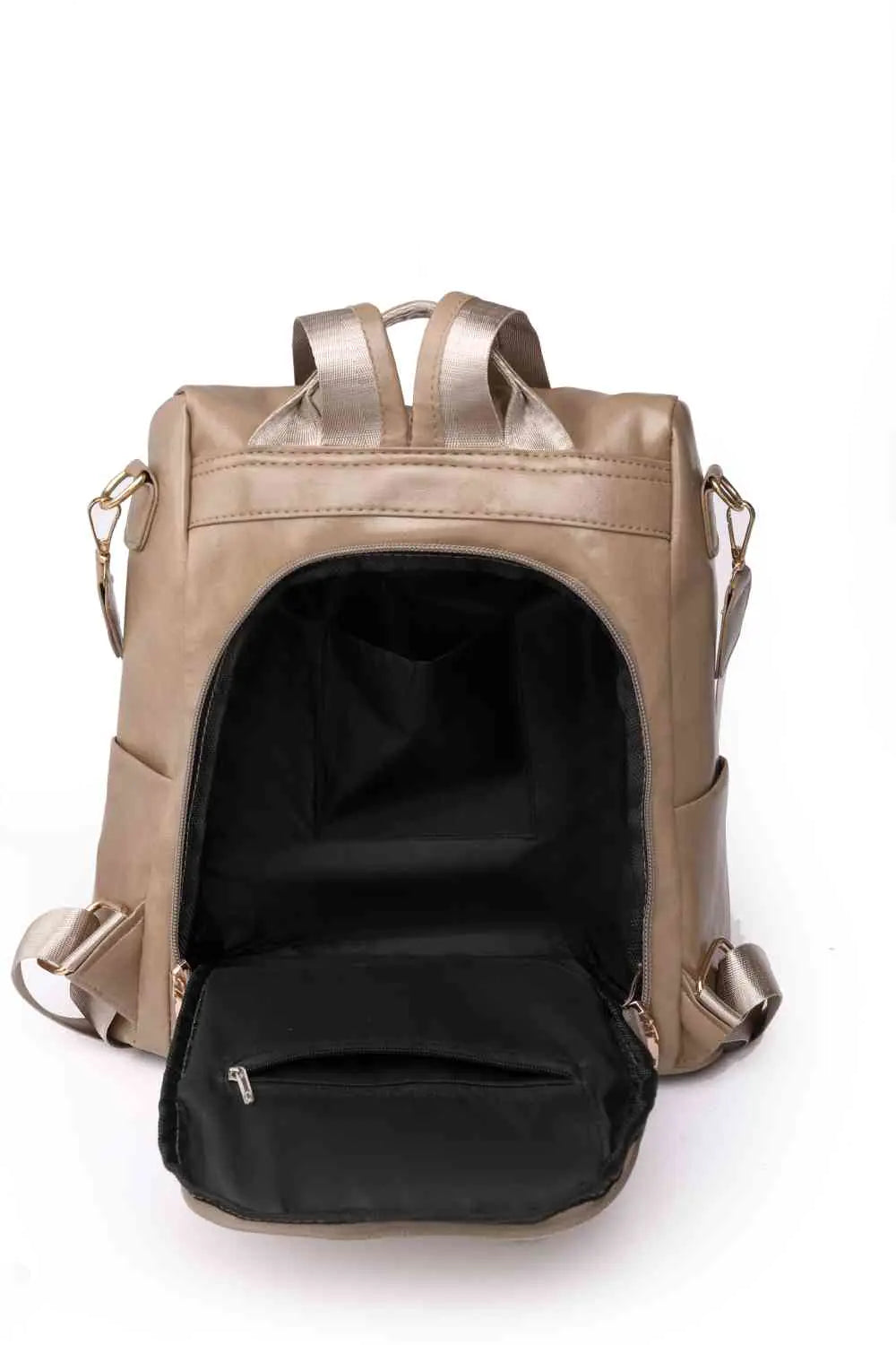 Marcy Zipper Pocket Backpack in beige with sleek design and multiple pockets for stylish urban adventures. Marcy Zipper Pocket Backpack in beige with sleek design and multiple pockets for stylish urban adventures.