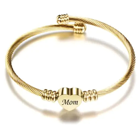 Mother’s Day Mom Letter Stainless Steel Braided Bracelet