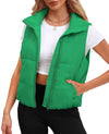 SAMPEEL Green Puffer Vest Women Cropped Lightweight Outerwear
