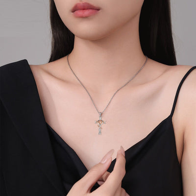 Cross Rose Jewelry Gift Necklace For Women