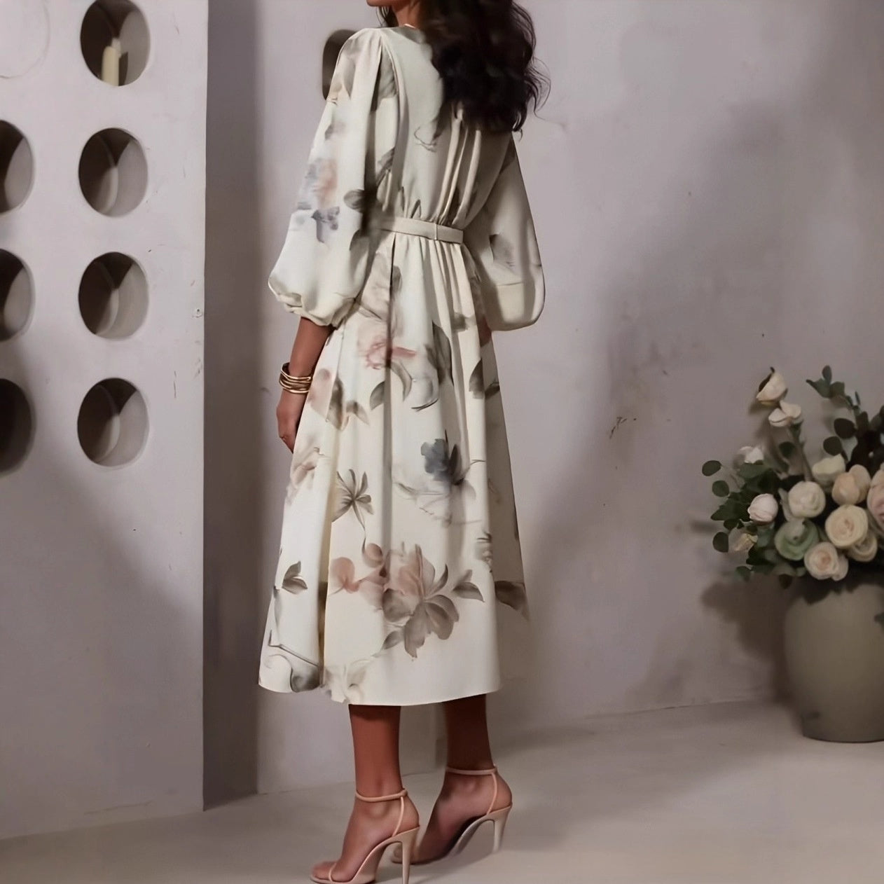 Fashionable Elegant Lantern Sleeve Dress For Women