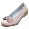 Nurse Shoes for Moms, Wedge Leather Flats with Rhinestones