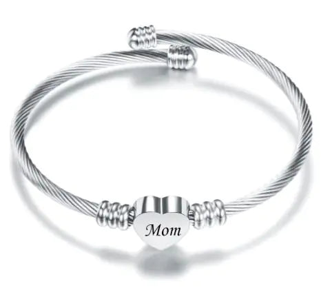 Mother’s Day Mom Letter Stainless Steel Braided Bracelet
