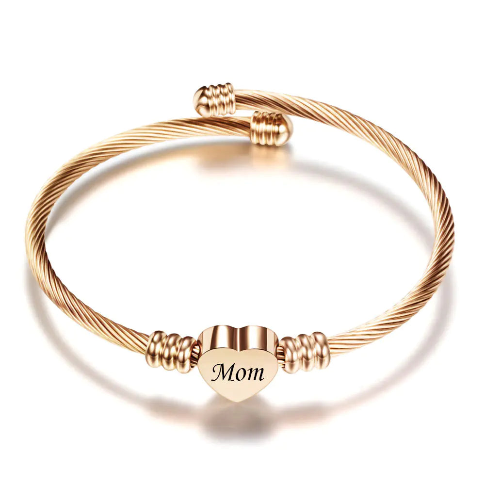 Mother’s Day Mom Letter Stainless Steel Braided Bracelet