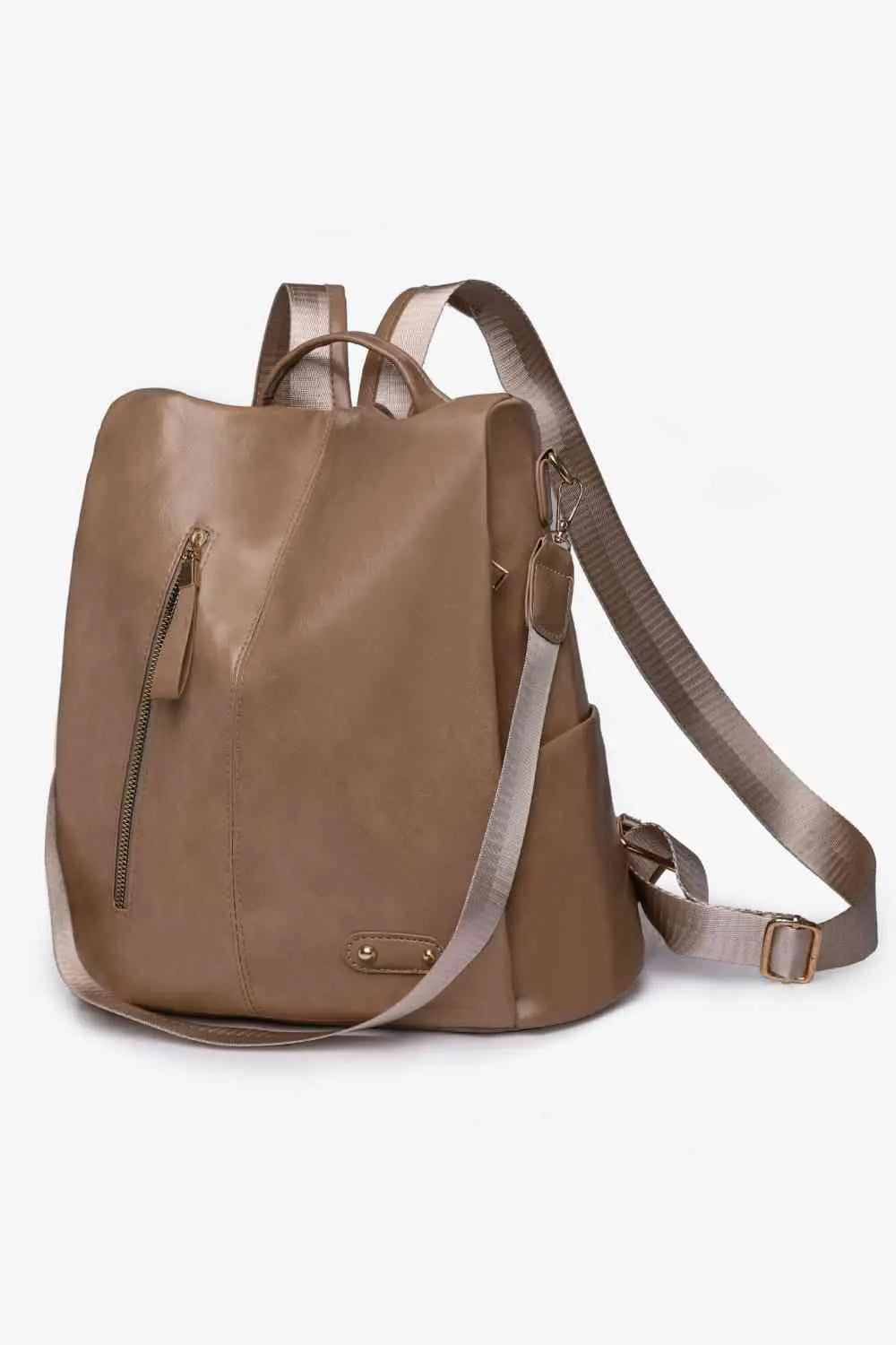 Marcy Zipper Pocket Backpack in beige with sleek design and multiple pockets for stylish urban adventures. Marcy Zipper Pocket Backpack in beige with sleek design and multiple pockets for stylish urban adventures.