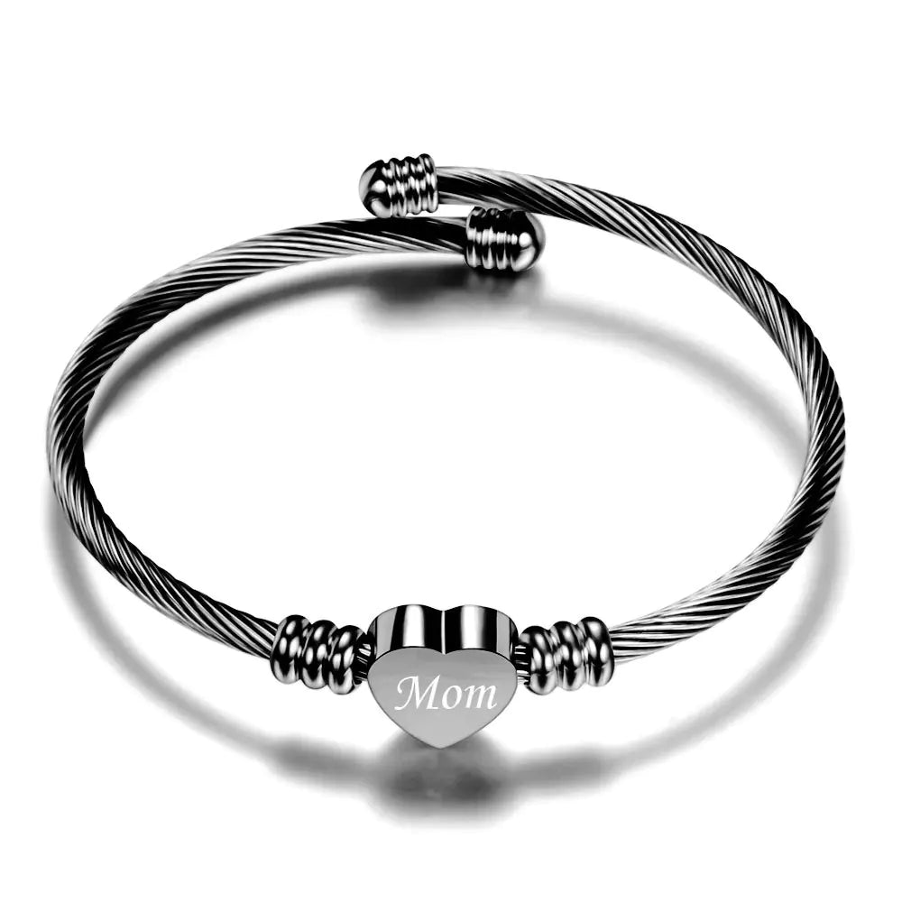 Mother’s Day Mom Letter Stainless Steel Braided Bracelet